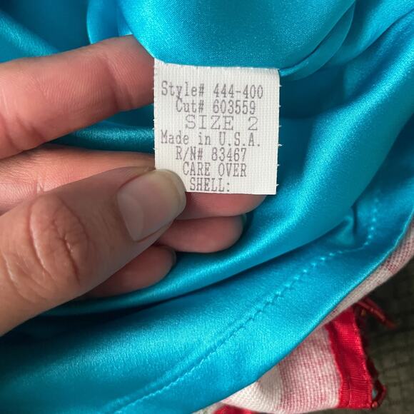 y2k Anthropologie Size 2 Beaded Tassel Hydrangea Skirt Floral White Red Glam - Picture 8 of 14